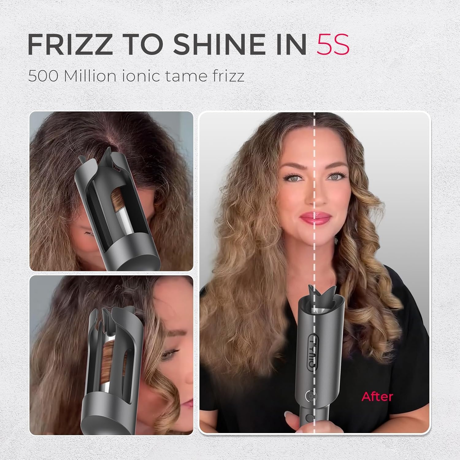 image:imageTYMO Automatic Rotating Curling Iron TYMO CURLPRO Beach Waves Hair CurlerMetallic Gray