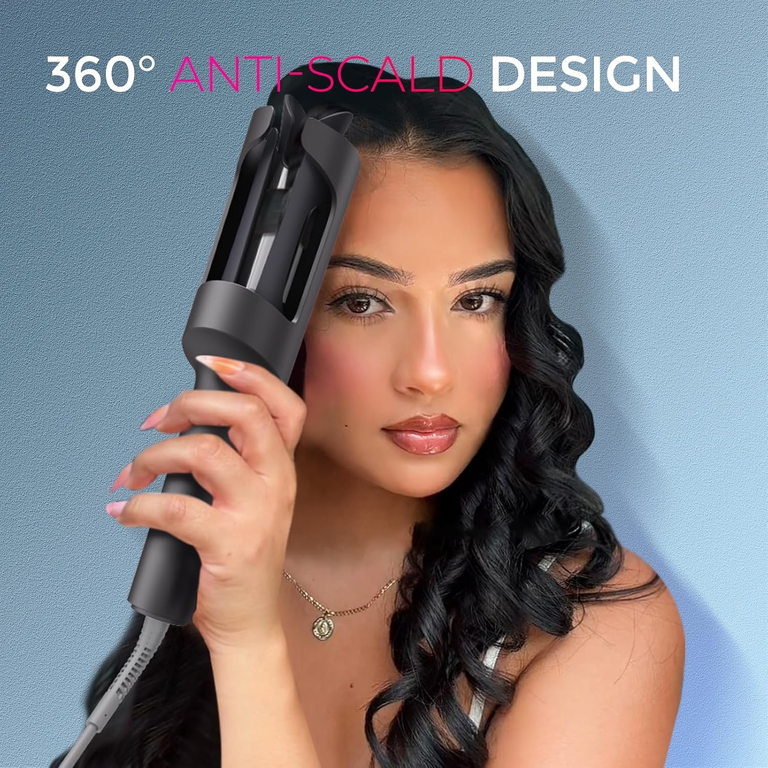 image:imageTYMO Automatic Rotating Curling Iron TYMO CURLPRO Beach Waves Hair CurlerMetallic Gray