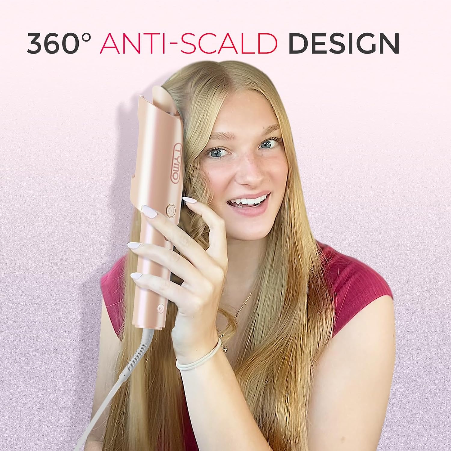 image:imageTYMO Automatic Rotating Curling Iron TYMO CURLPRO Beach Waves Hair CurlerPeach