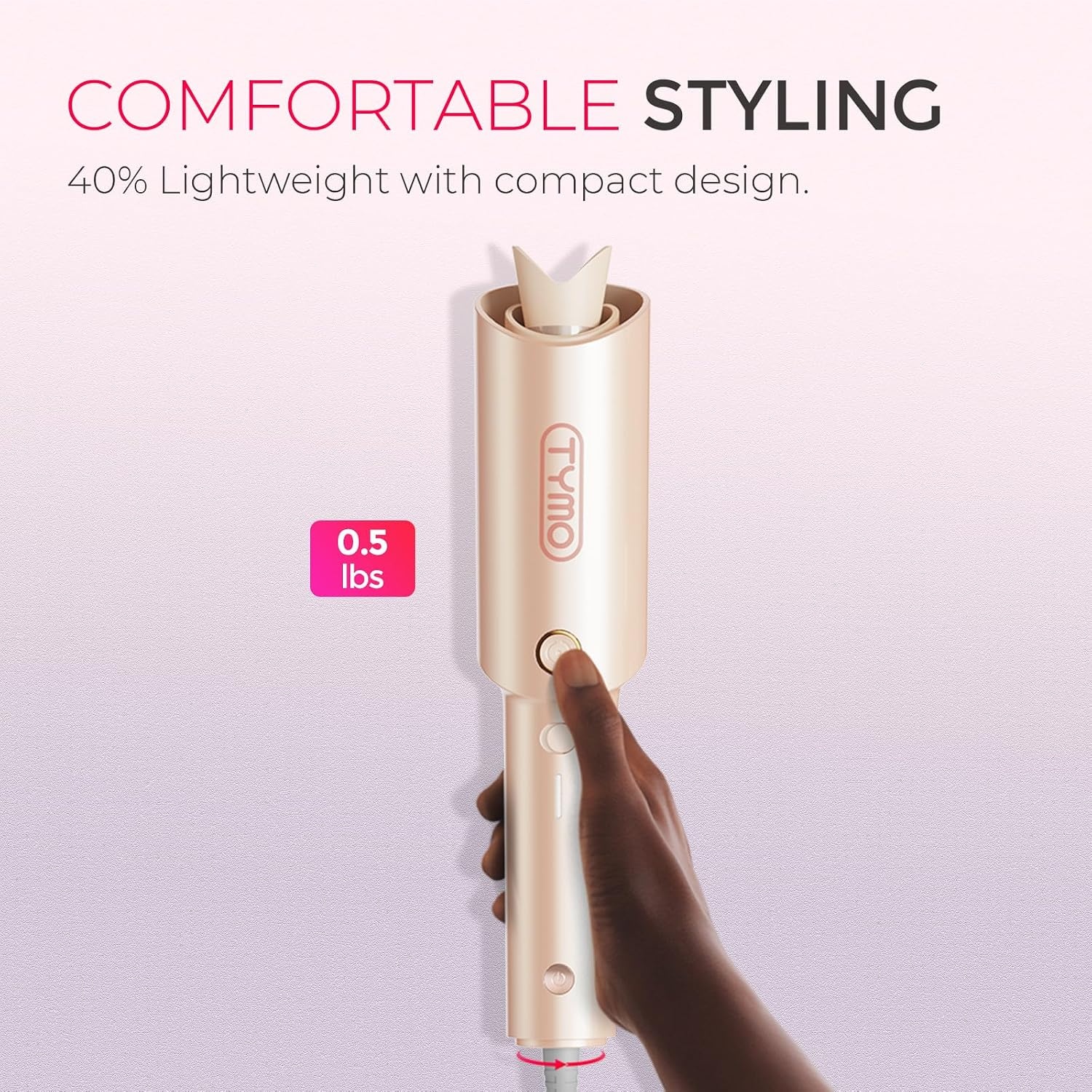 image:imageTYMO Automatic Rotating Curling Iron TYMO CURLPRO Beach Waves Hair CurlerPeach