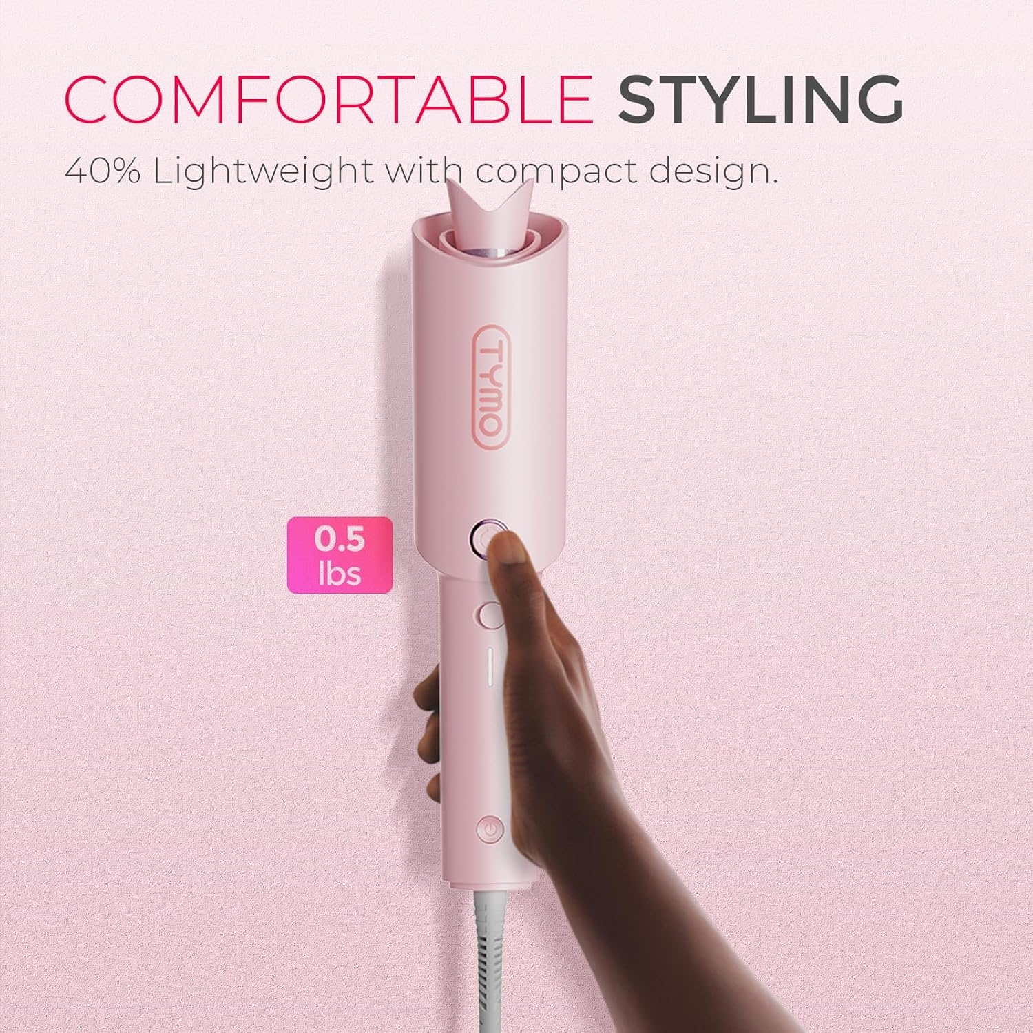 image:imageTYMO Automatic Rotating Curling Iron TYMO CURLPRO Beach Waves Hair CurlerPink