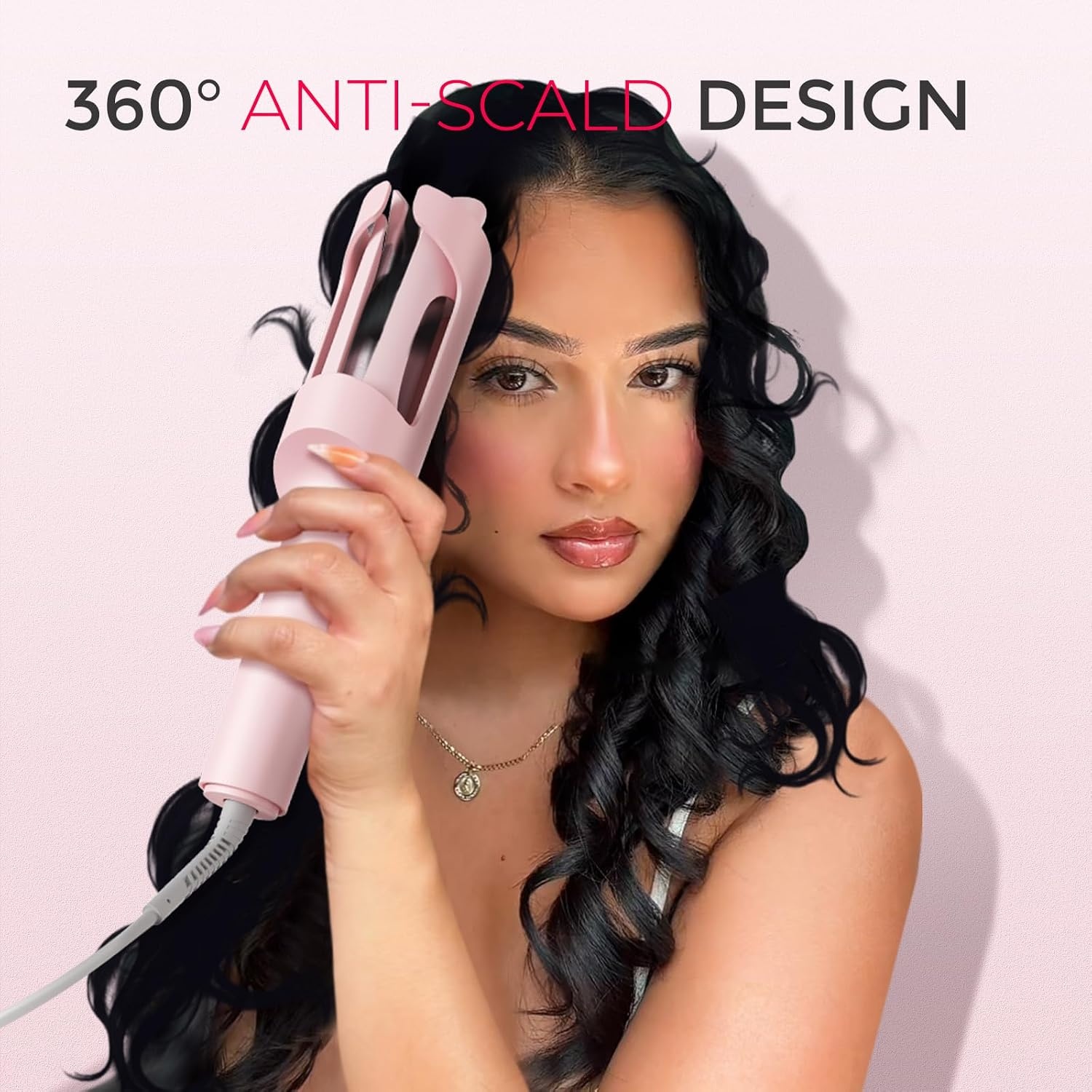 image:imageTYMO Automatic Rotating Curling Iron TYMO CURLPRO Beach Waves Hair CurlerPink