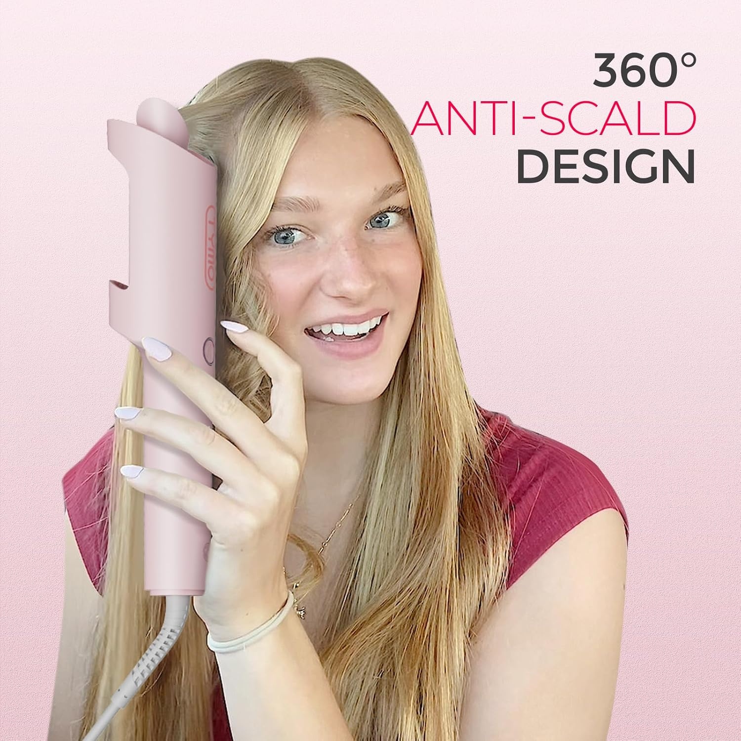 image:imageTYMO Automatic Rotating Curling Iron TYMO CURLPRO Beach Waves Hair CurlerPink