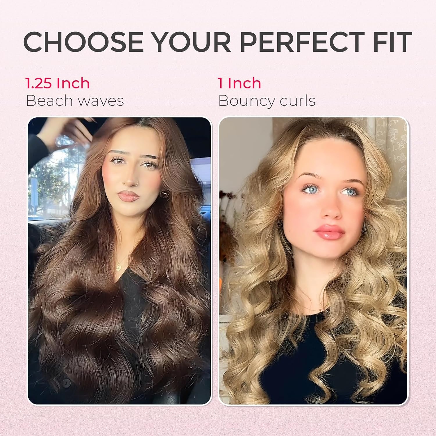 image:imageTYMO Automatic Rotating Curling Iron TYMO CURLPRO Beach Waves Hair CurlerPink