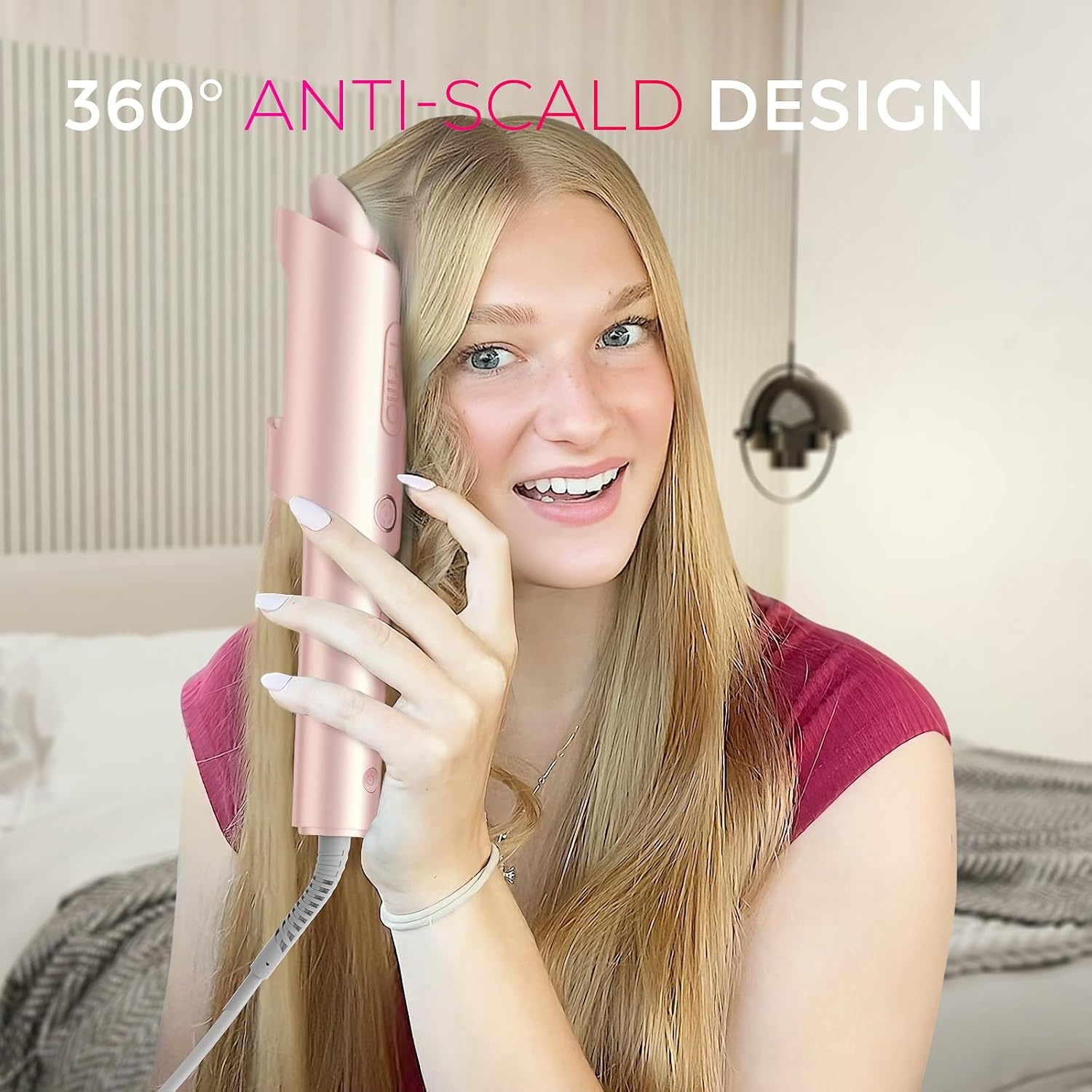 image:imageTYMO Automatic Rotating Curling Iron TYMO CURLPRO Beach Waves Hair CurlerRose Gold