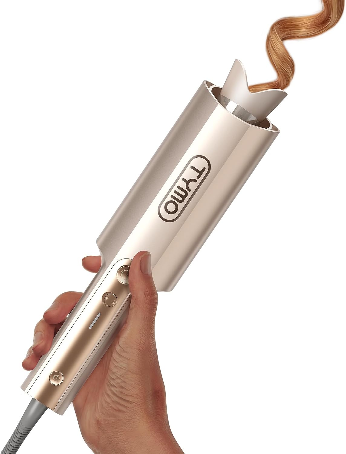 image:imageTYMO CurlPro Plus Automatic Rotating Curling Iron Upgraded Long Barrel Curling Wand for Beach Waves amp Long Hair Ceramic Hair Curler for Women AntiScald 600M Ionic Dual Voltage Gold 1 InchGold