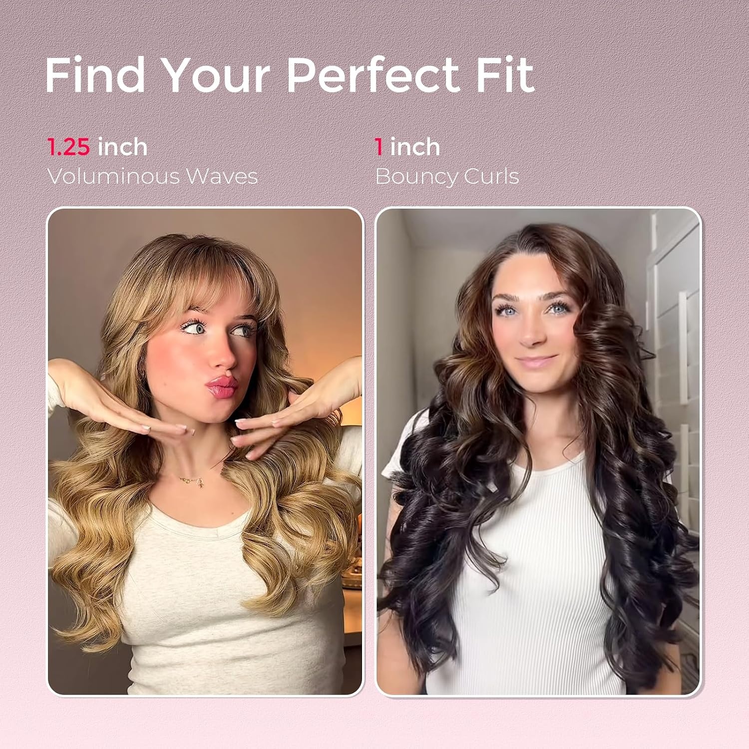 image:imageTYMO CurlPro Plus Automatic Rotating Curling Iron Upgraded Long Barrel Curling Wand for Beach Waves amp Long Hair Ceramic Hair Curler for Women AntiScald 600M Ionic Dual Voltage Gold 1 InchGold Blush