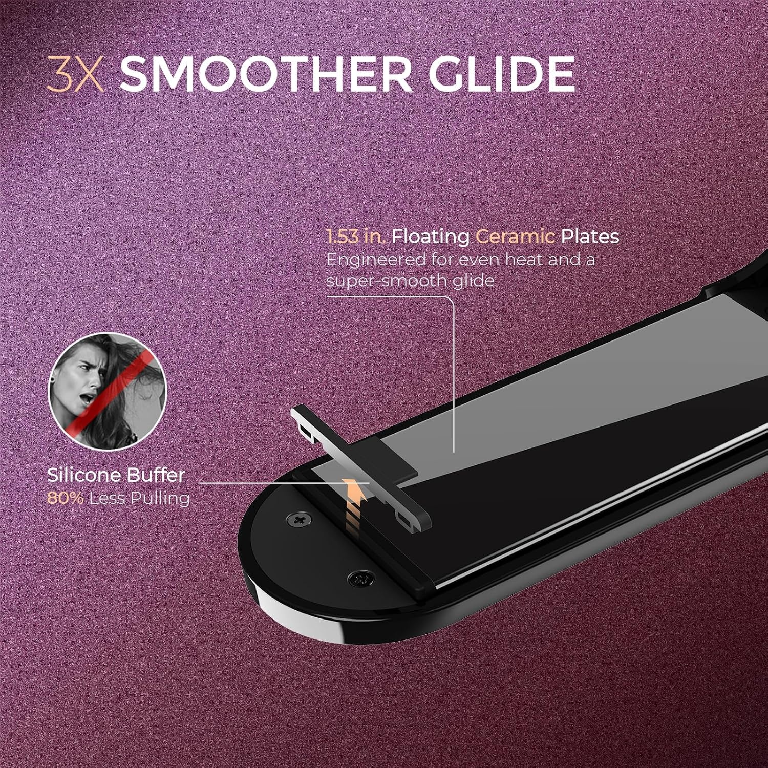 image:imageTYMO Flat Iron Hair Straightener Brush 2 in 1 200M Ions Ceramic Hot CombBlack