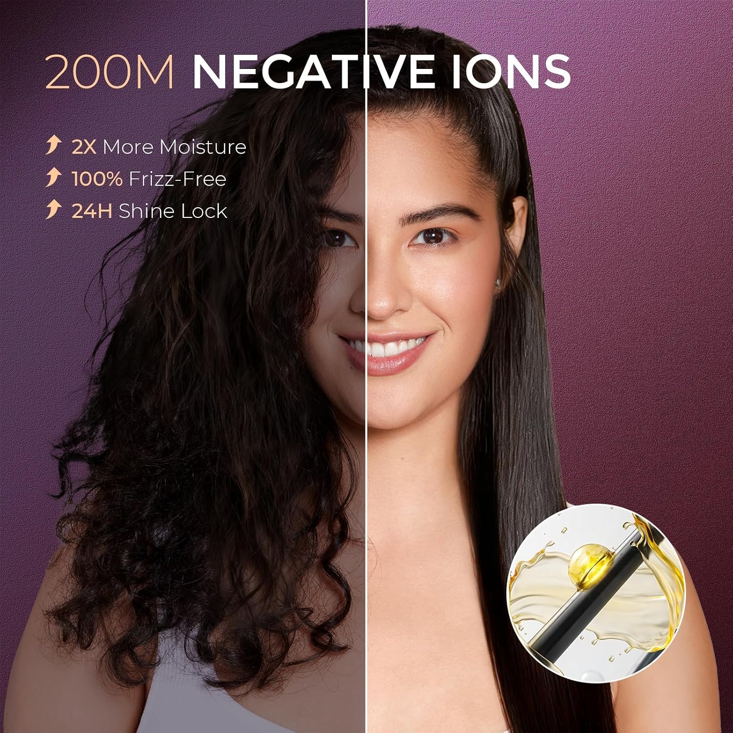 image:imageTYMO Flat Iron Hair Straightener Brush 2 in 1 200M Ions Ceramic Hot CombBlack