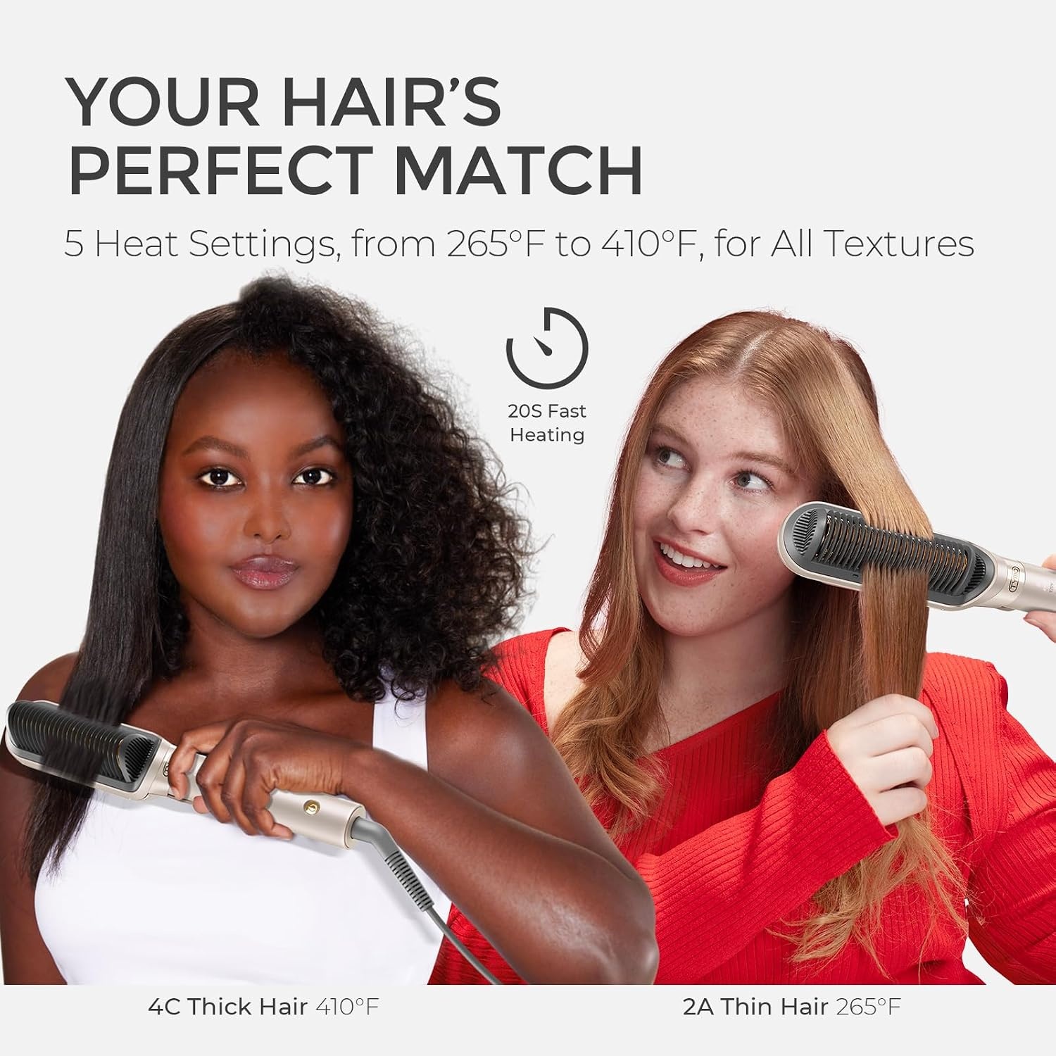 image:imageTYMO Flat Iron Hair Straightener Brush 2 in 1 200M Ions Ceramic Hot CombGold
