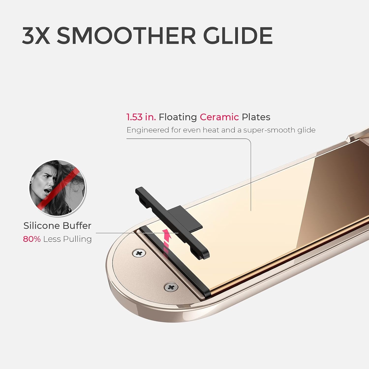 image:imageTYMO Flat Iron Hair Straightener Brush 2 in 1 200M Ions Ceramic Hot CombGold