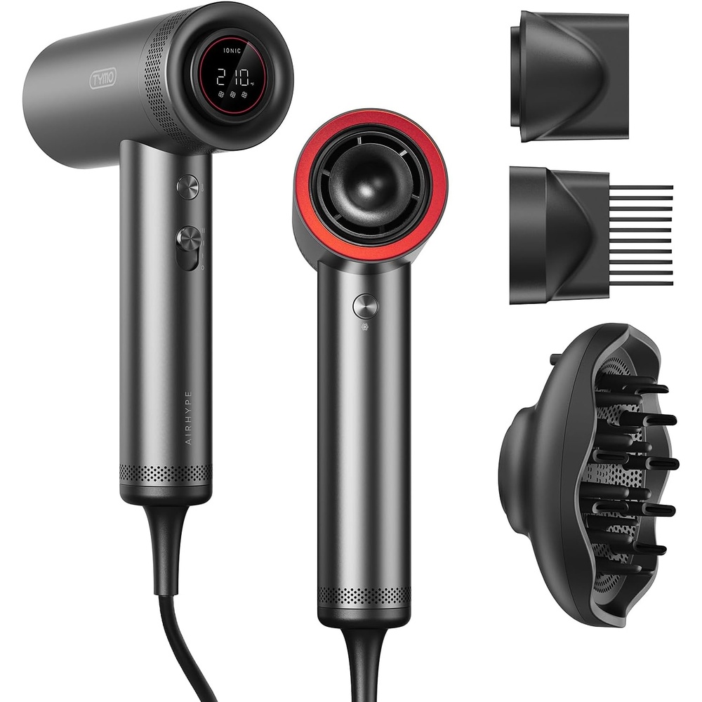 image:imageTYMO Blow Dryer with Comb amp Diffuser 110000RPM Professional Hair DryerMetal Gray