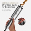 TYMO CurlPro Plus Automatic Rotating Curling Iron – Upgraded Long Barrel Curling Wand for Beach Waves & Long Hair, Ceramic Hair Curler for Women, Anti-Scald, 600M Ionic, Dual Voltage, Gold, 1 Inch(Grey)