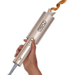 TYMO CurlPro Plus Automatic Rotating Curling Iron – Upgraded Long Barrel Curling Wand for Beach Waves & Long Hair, Ceramic Hair Curler for Women, Anti-Scald, 600M Ionic, Dual Voltage, Gold, 1 Inch(Gold)